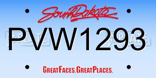 PVW1293 South Dakota License Plate
