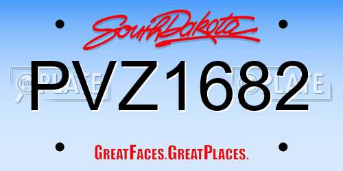 PVZ1682 South Dakota License Plate