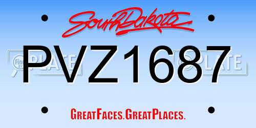 PVZ1687 South Dakota License Plate