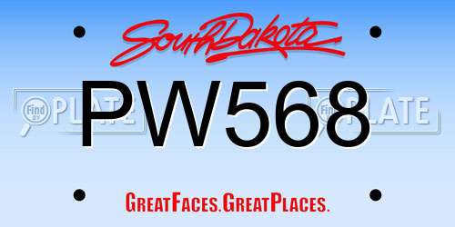 PW568 South Dakota License Plate