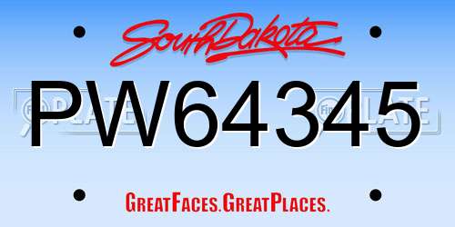 PW64345 South Dakota License Plate