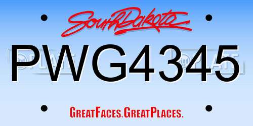 PWG4345 South Dakota License Plate