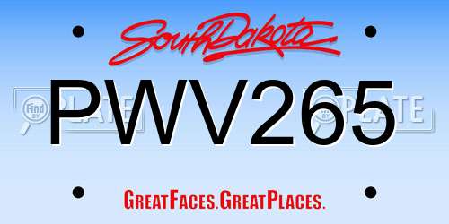PWV265 South Dakota License Plate