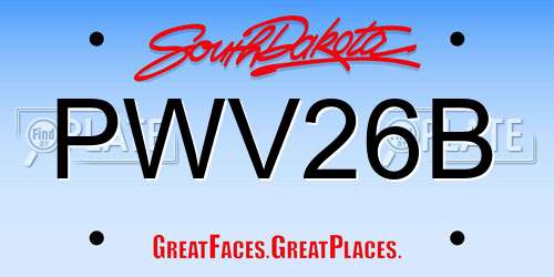 PWV26B South Dakota License Plate