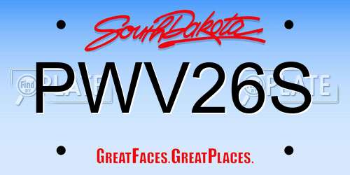 PWV26S South Dakota License Plate