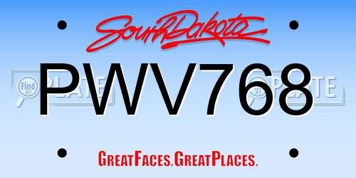 PWV768 South Dakota License Plate