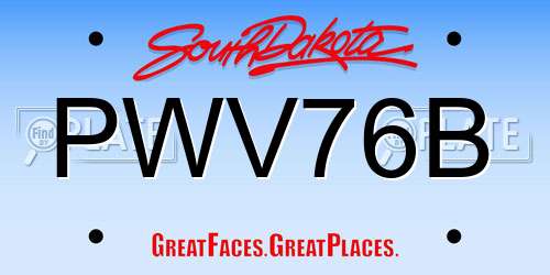 PWV76B South Dakota License Plate