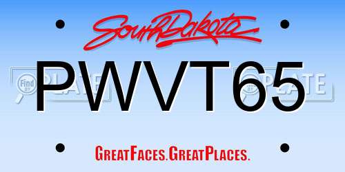 PWVT65 South Dakota License Plate
