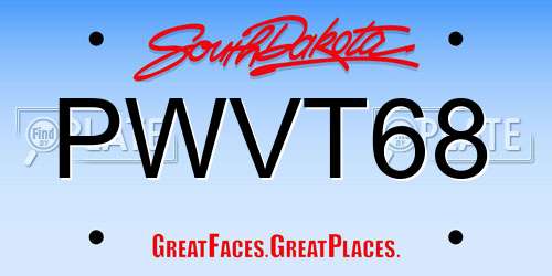 PWVT68 South Dakota License Plate
