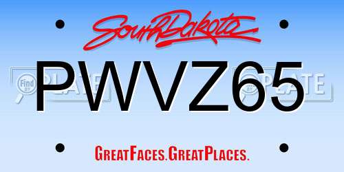 PWVZ65 South Dakota License Plate