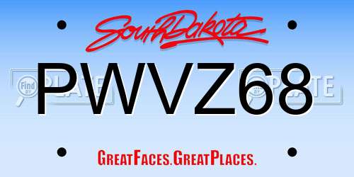 PWVZ68 South Dakota License Plate