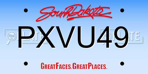 PXVU49 South Dakota License Plate