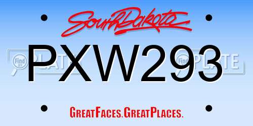 PXW293 South Dakota License Plate