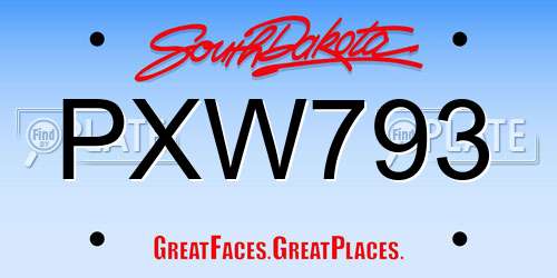 PXW793 South Dakota License Plate