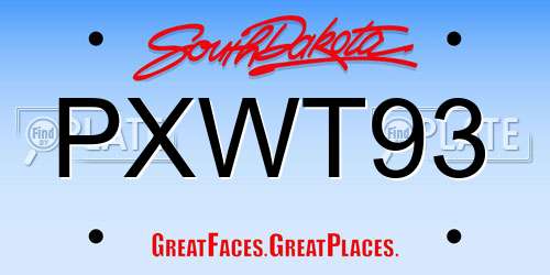 PXWT93 South Dakota License Plate