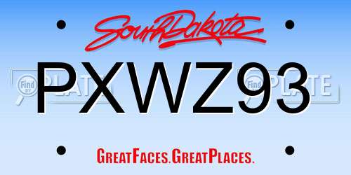 PXWZ93 South Dakota License Plate