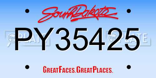 PY35425 South Dakota License Plate