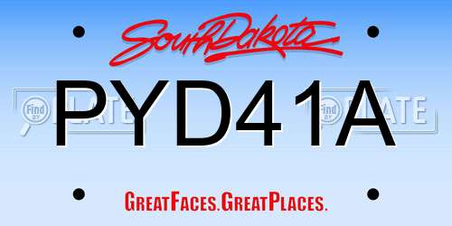 PYD41A South Dakota License Plate
