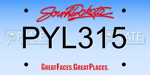 PYL315 South Dakota License Plate