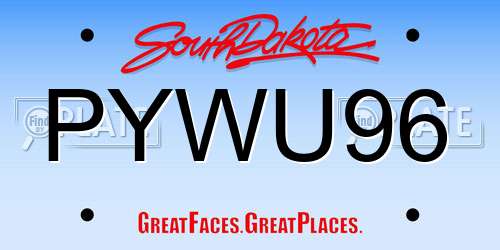 PYWU96 South Dakota License Plate