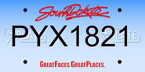 PYX1821 South Dakota License Plate