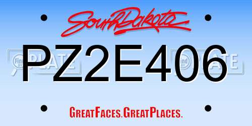 PZ2E406 South Dakota License Plate