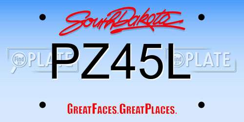 PZ45L South Dakota License Plate