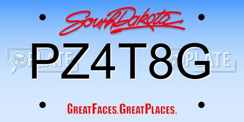 PZ4T8G South Dakota License Plate