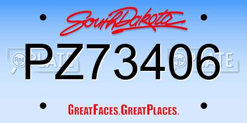 PZ73406 South Dakota License Plate