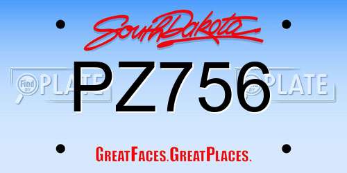 PZ756 South Dakota License Plate
