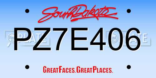 PZ7E406 South Dakota License Plate