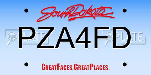 PZA4FD South Dakota License Plate