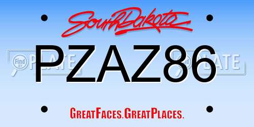 PZAZ86 South Dakota License Plate