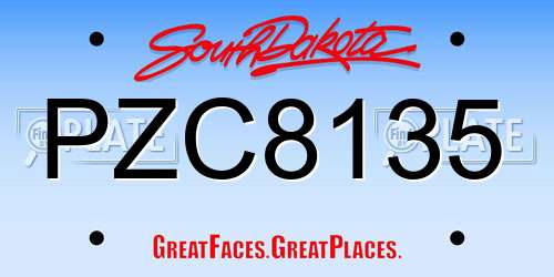 PZC8135 South Dakota License Plate