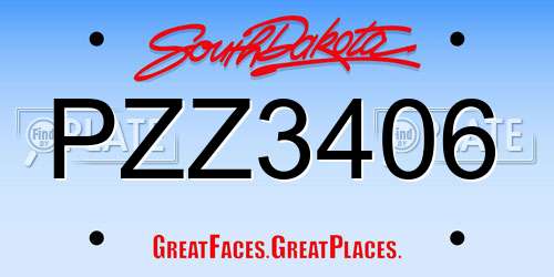 PZZ3406 South Dakota License Plate