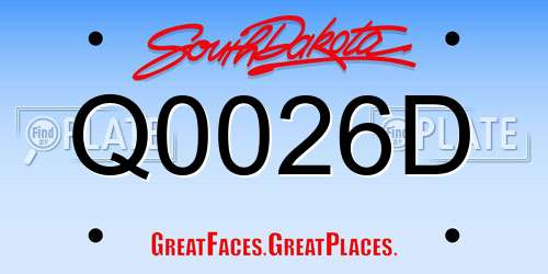 Q0026D South Dakota License Plate