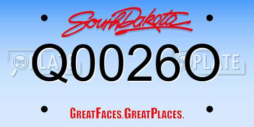 Q0026O South Dakota License Plate
