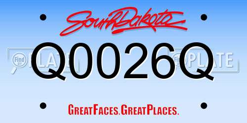 Q0026Q South Dakota License Plate