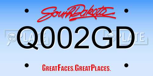 Q002GD South Dakota License Plate