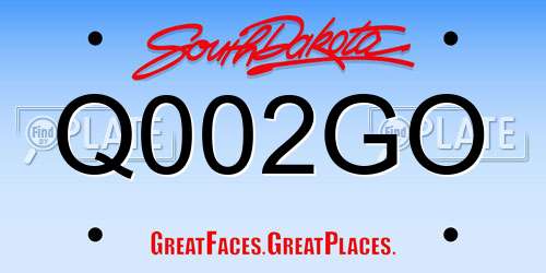Q002GO South Dakota License Plate