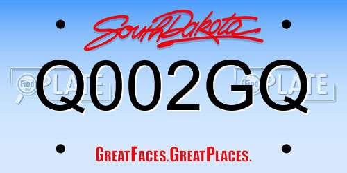 Q002GQ South Dakota License Plate