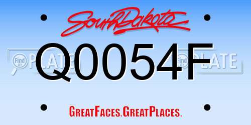 Q0054F South Dakota License Plate