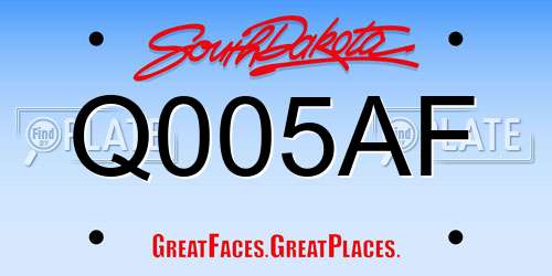 Q005AF South Dakota License Plate