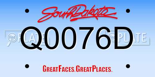 Q0076D South Dakota License Plate