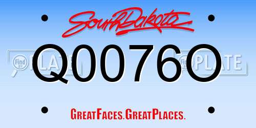 Q0076O South Dakota License Plate
