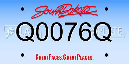 Q0076Q South Dakota License Plate