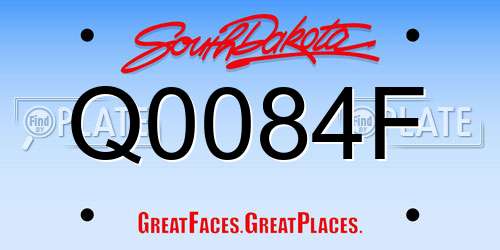 Q0084F South Dakota License Plate