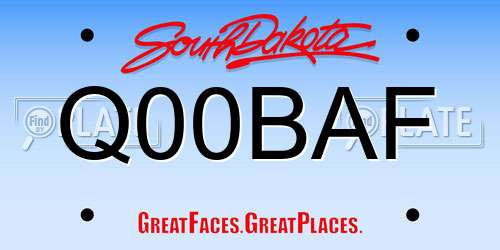 Q00BAF South Dakota License Plate