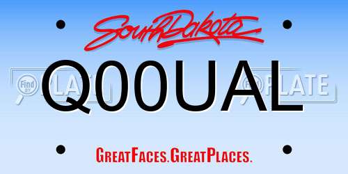 Q00UAL South Dakota License Plate