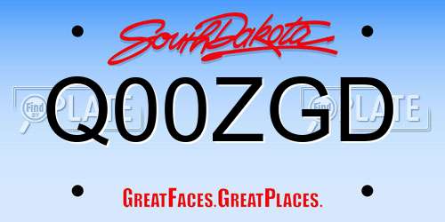 Q00ZGD South Dakota License Plate